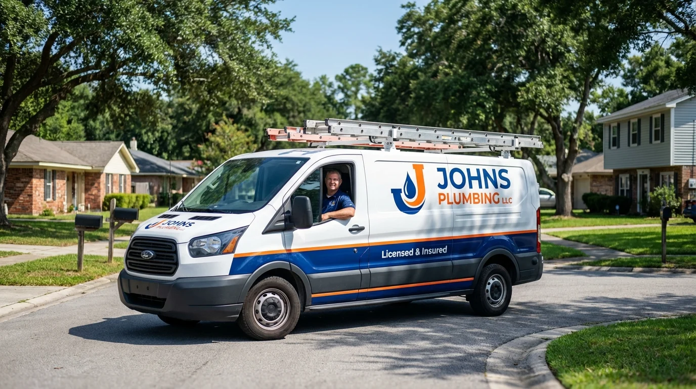 Johns Plumbing LLC service van in Staten Island, NY