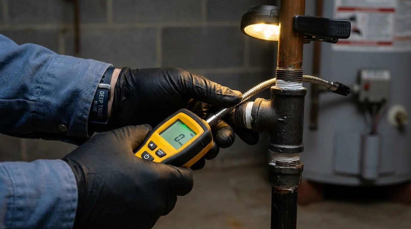 Gas leak detection with electronic sniffer by Johns Plumbing LLC in Staten Island