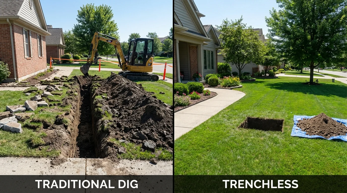 Trenchless sewer repair with minimal yard damage versus traditional excavation in Staten Island, NY